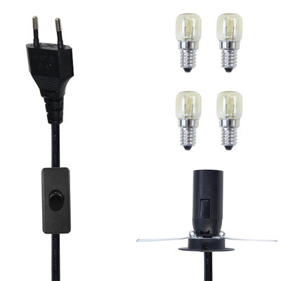 Schwarze E12 Glühbirnhalter Steckdose Elektro-Kabel EU 2 Pin Salzlampe Stromkabel mit 303 Ein-/Aus-Schalter