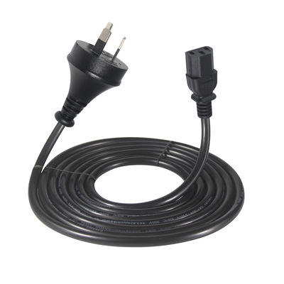 SAA-zertifizierte AU 2-Pin-Stecker für IEC C13 Stromkabel, 250V 10A H05VV-F 3x0,75mm2 reines Kupfer für PC/Server/Hausgerät